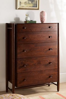 Roma Oak Wood Five-Drawer Dresser