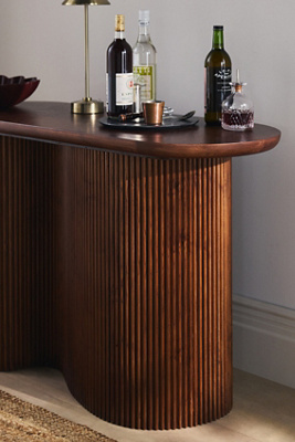 Anthropologie Scout Burl Wood Fluted Console Table In Brown