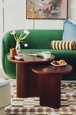 Anthropologie Scout Burl Wood Fluted Side Table In Brown