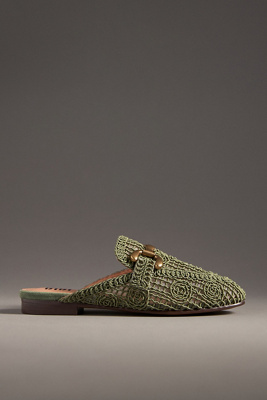 Bibi Lou Zagreb Crochet Slip-on Loafer Mules In Green