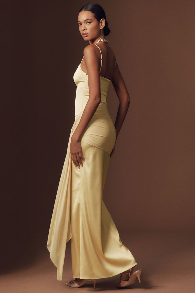Studio Lexi Ayla Stretch Satin Faux-Wrap Mermaid Maxi Dress #3