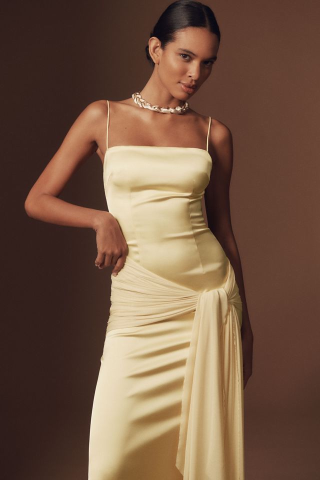 Studio Lexi Ayla Stretch Satin Faux-Wrap Mermaid Maxi Dress #4