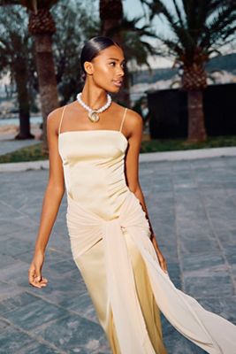 L'IDÉE Mystique Pleated Shimmer Maxi Dress