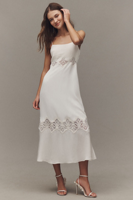 Cami NYC Isadora Sleeveless Lace Panel Silk Midi Dress | Anthropologie
