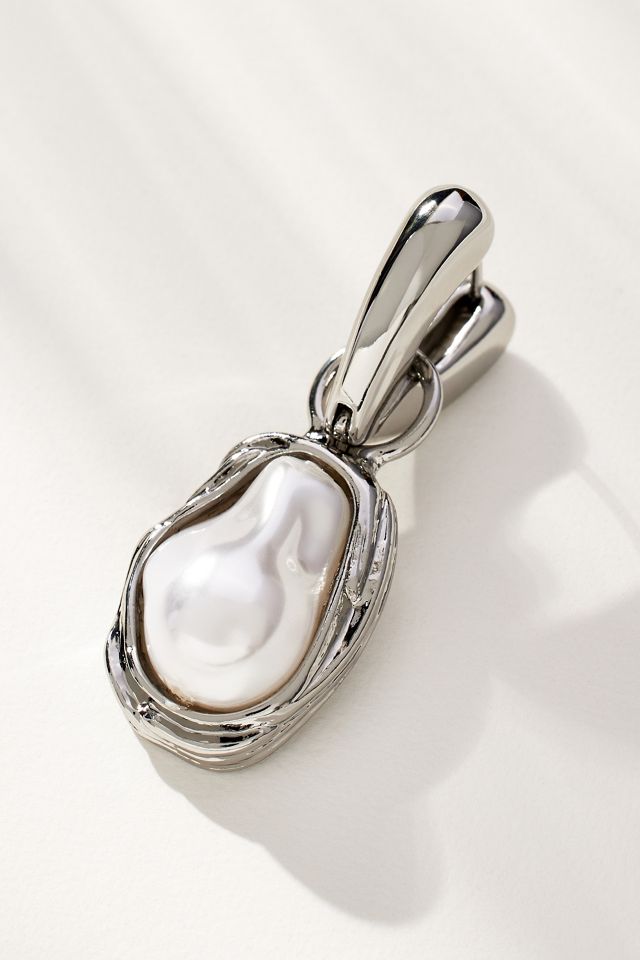 Molten Pearl Huggie Hoop Earrings #1