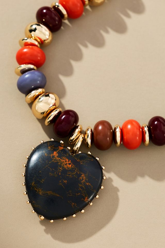 By Anthropologie Beaded Charm Necklace #1