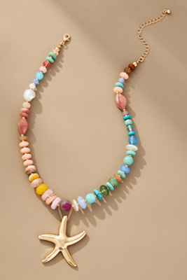 By Anthropologie Beaded Charm Necklace In Yellow