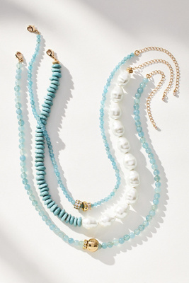 By Anthropologie Pearl Beaded Necklaces, Set Of 3