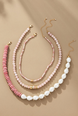 By Anthropologie Pearl Beaded Necklaces, Set Of 3