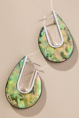 By Anthropologie Stone Droplet Hoop Earrings