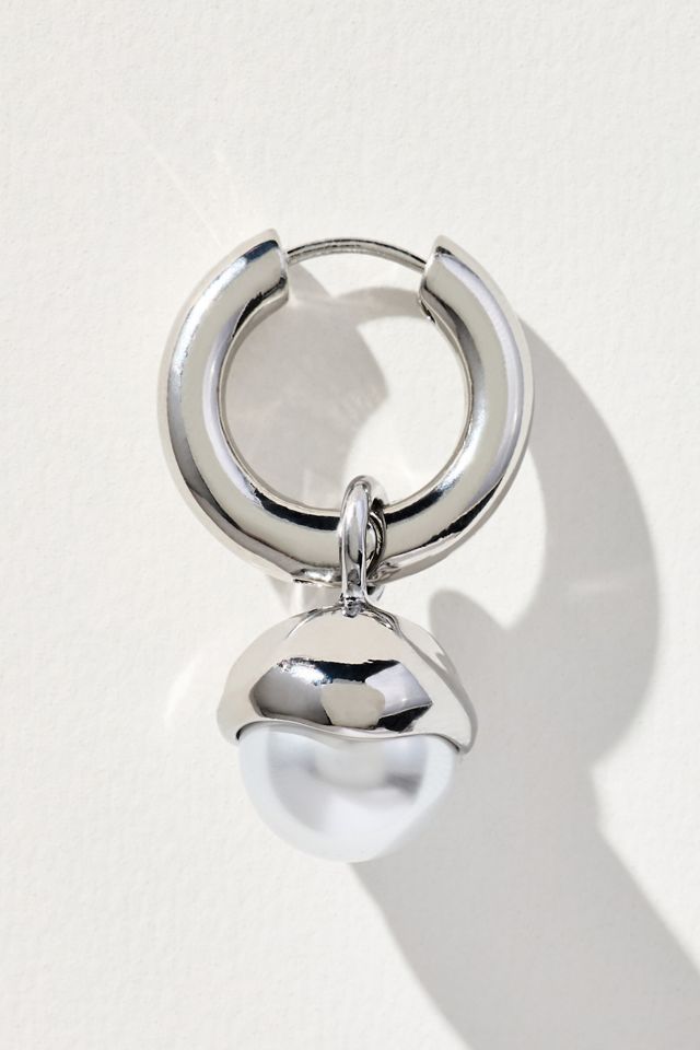 Pearl Drop Huggie Hoop Earrings #1