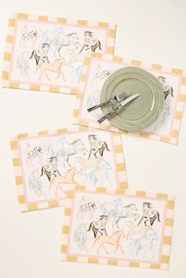 Anthropologie Run Wild Reversible Placemats, Set Of 4 In Multi