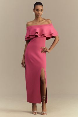 Endless Rose One-Shoulder Ruffled A-Line Midi Dress