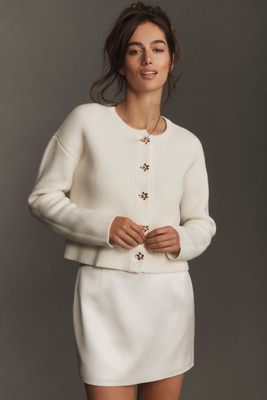 Cami Nyc Hara Crew-neck Cardigan Sweater In White
