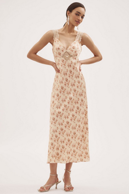 Cami Nyc Rika Sleeveless V-neck Silk Slip Midi Dress In White