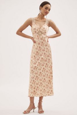 Helsi Norah Sleeveless V-Neck Floral Lace Column Midi Dress