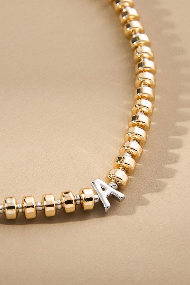 Mixed Metal Beaded Monogram Necklace #2