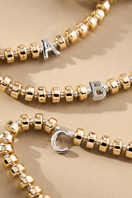 Mixed Metal Beaded Monogram Necklace