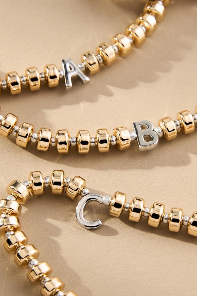 Mixed Metal Beaded Monogram Necklace
