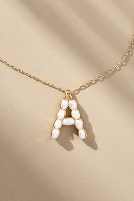 By Anthropologie Pearl Monogram Chain Necklace In Alphabet