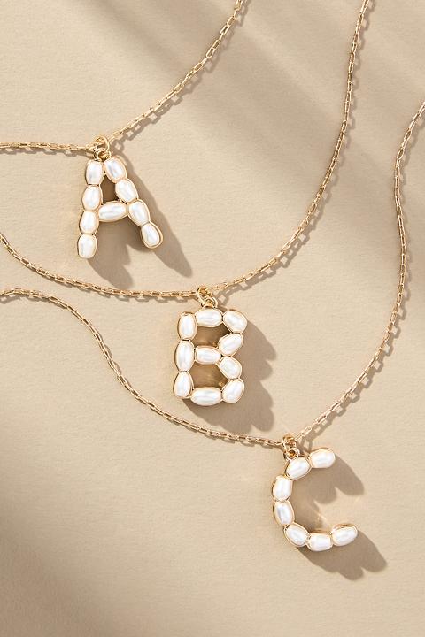 Pearl Monogram Chain Necklace