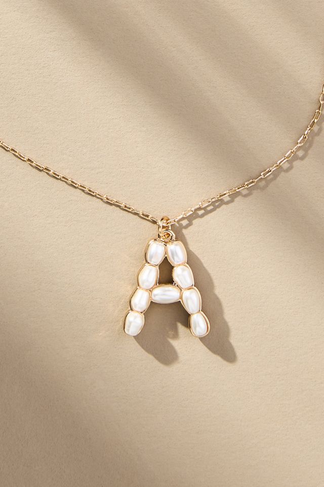 Pearl Monogram Chain Necklace #1