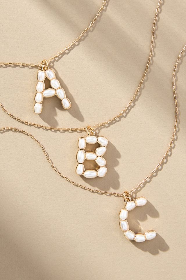 Pearl Monogram Chain Necklace #1