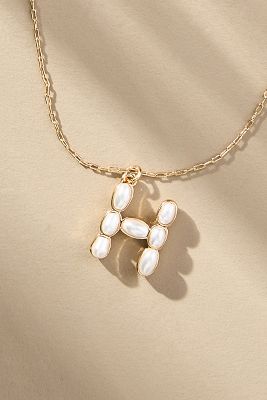By Anthropologie Pearl Monogram Chain Necklace In Alphabet