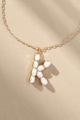 By Anthropologie Pearl Monogram Chain Necklace In Alphabet