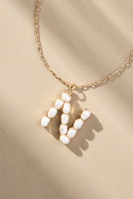 By Anthropologie Pearl Monogram Chain Necklace In Alphabet