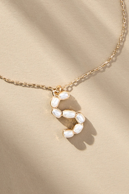 By Anthropologie Pearl Monogram Chain Necklace In Alphabet