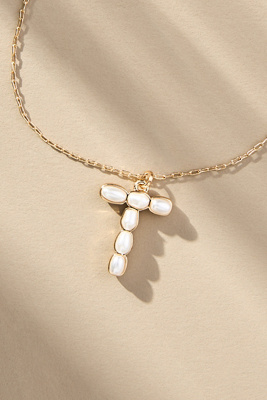 By Anthropologie Pearl Monogram Chain Necklace In Alphabet