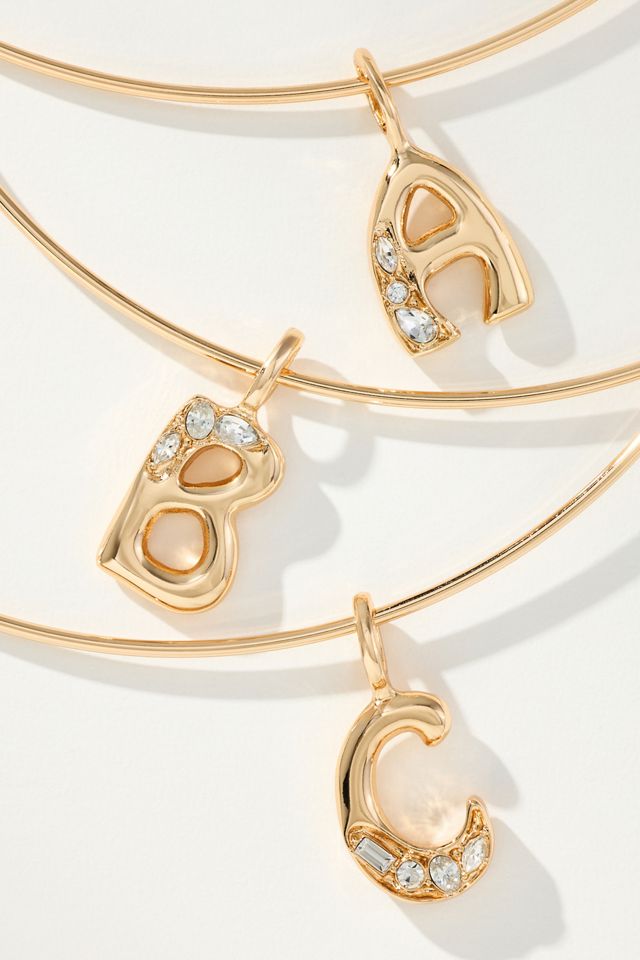 Crystal-Embellished Bubble Letter Monogram Collar Necklace | Anthropologie