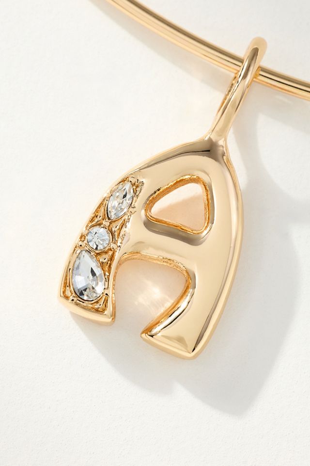 Crystal-Embellished Bubble Letter Monogram Collar Necklace | Anthropologie