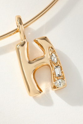 By Anthropologie Crystal-embellished Bubble Letter Monogram Collar Necklace In Alphabet