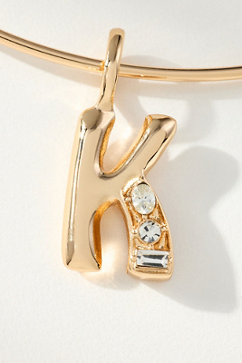By Anthropologie Crystal-embellished Bubble Letter Monogram Collar Necklace In Alphabet