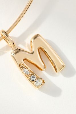 Crystal-Embellished Bubble Letter Monogram Collar Necklace
