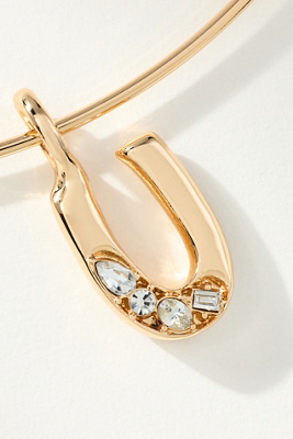By Anthropologie Crystal-embellished Bubble Letter Monogram Collar Necklace In Alphabet