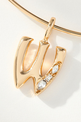 By Anthropologie Crystal-embellished Bubble Letter Monogram Collar Necklace In Alphabet