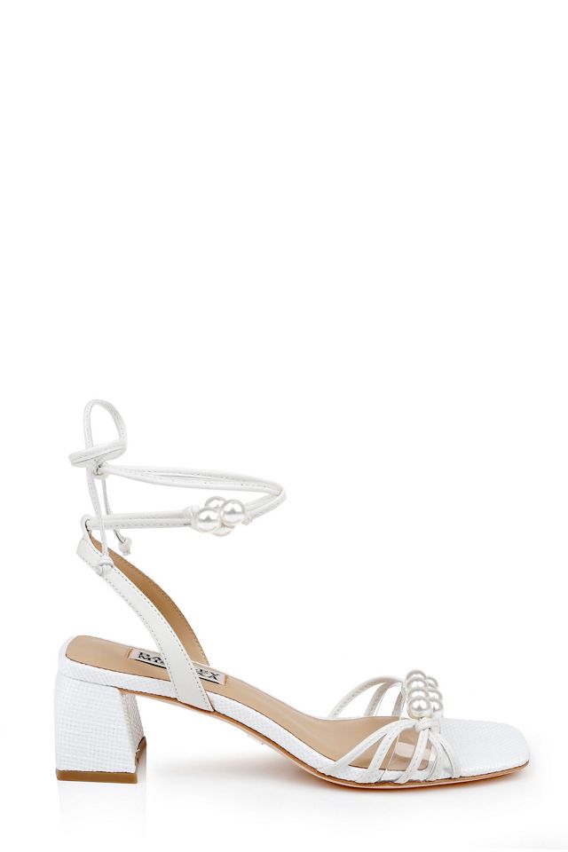 Badgley Mischka Dejah Pearl Ankle-Tie Low Block Sandals #2