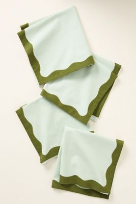 Ruby Scallop-Border Napkins, Set of 4