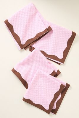 Serviettes Ruby à bordure festonnée, ensemble de 4