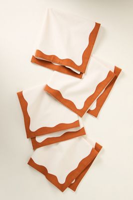 Ruby Scallop-Border Napkins, Set of 4