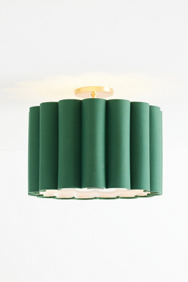 Maeve Scalloped Fabric Flush Mount Ceiling Light In Green