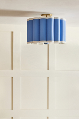 Maeve Scalloped Fabric Flush Mount Ceiling Light In Blue