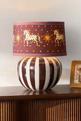 Anthropologie Lys Striped Ceramic Table Lamp Base