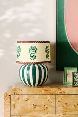 Anthropologie Lys Striped Ceramic Table Lamp Base