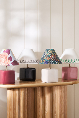 Maeve Embroidered Loop Shade Ceramic Table Lamp