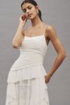 BHLDN Removable Sleeve Lace Chiffon Ruffled Maxi Dress