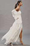 BHLDN Removable Sleeve Lace Chiffon Ruffled Maxi Dress